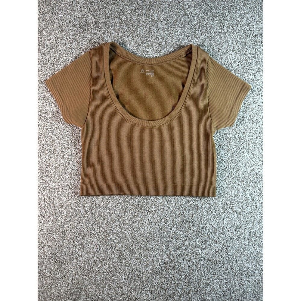 OFFLINE by Aerie Brown Ribbed Seamless Scoop Neck Crop Top Small